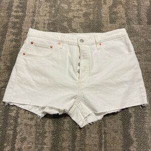 Levi's White Denim Button-Fly Cutoff Shorts